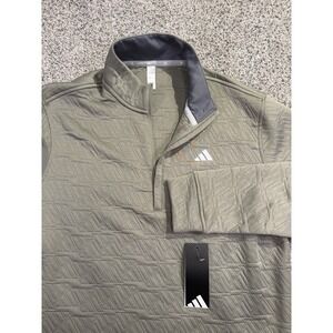 adidas ADI Pattern 1/4 Zip Men's Small Pullover Sweater Silver Pebble